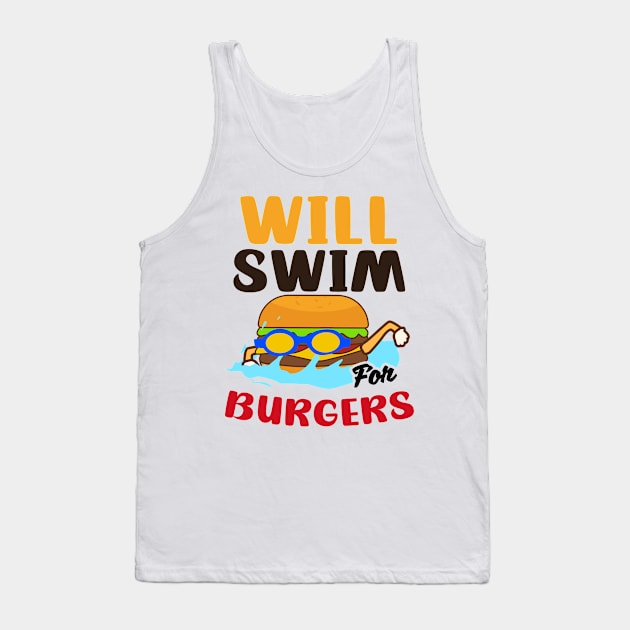 Swimming Athlete Shirt | Will Swim For Burgers Tank Top by Gawkclothing